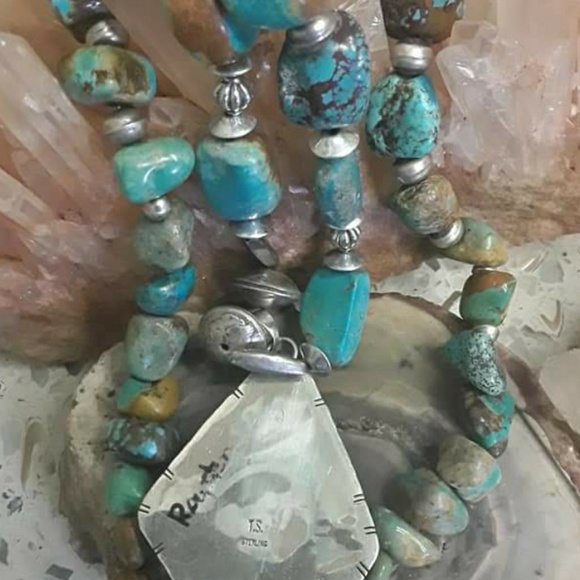 Vtg Sterling Navajo Turquoise Necklace - Picture 6 of 6